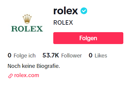 Screenshot des Rolex TikTok-Accounts