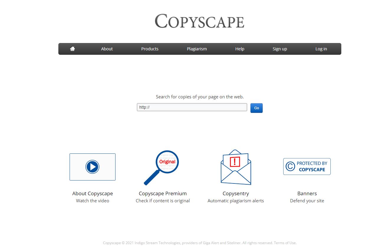 Screenshot von Copyscape