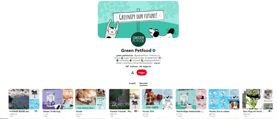 Screenshot Pinterest Green Petfood