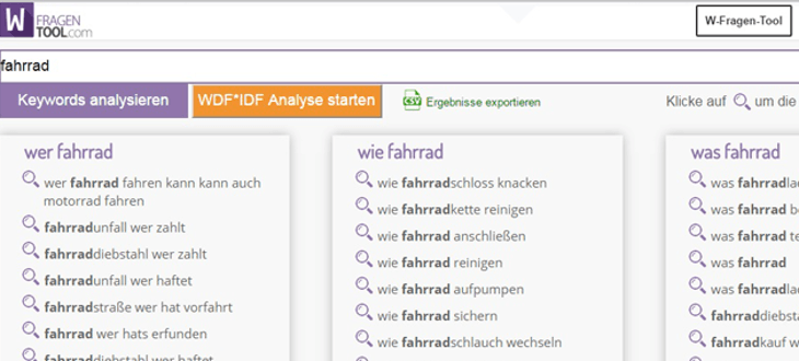 W-fragen-tool.com Screenshot