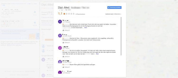 Google My Business: Übersicht Bewertungen