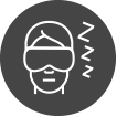 Person mit Schlafmaske als Icon für Ruheraum